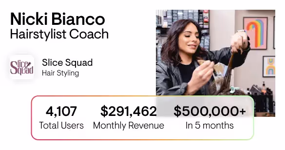 Rising earnings from Nicki Bianco's coaching app on Passion.io, depicting a transformative increase in monthly revenue due to optimized subscription pricing